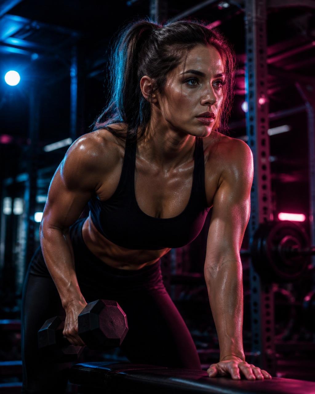 Athlete locked in mid-set
